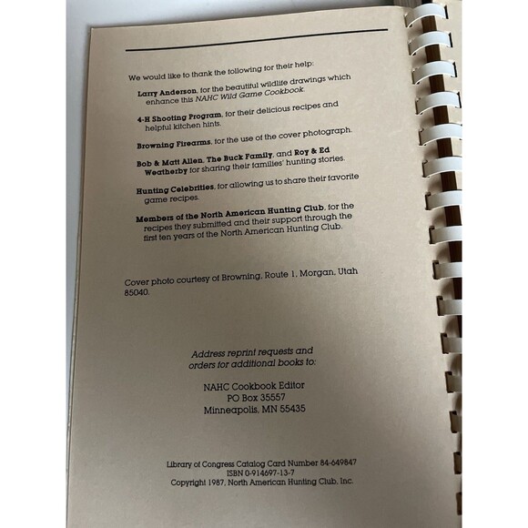 NAHC Wild Game Cookbooks 1987, 1988 Lot Of 2 Vintage - Picture 4 of 7